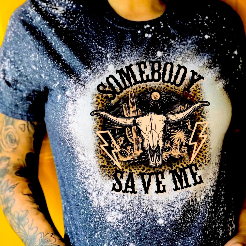 Somebody save me bleached tee
